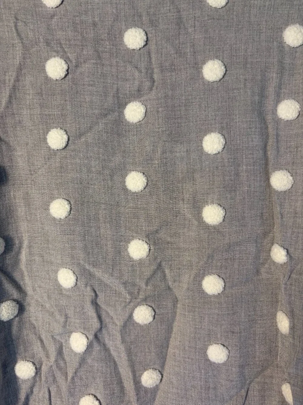 Zara Gray White Puff Polka Dot Balloon Sleeve Blouse